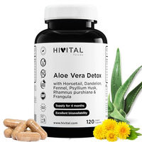 Produktbild von Hivital Aloe Vera Detox Kräuter-Komplex mit Flohsamenschalen, 120 vegane Kapseln, glutenfrei, laktosefrei und zuckerfrei