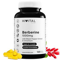 Produktbild von HIVITAL Berberin 1000 mg mit Chrom und schwarzem Pfeffer, 120 vegane Kapseln, glutenfrei und ohne Zusatzstoffe