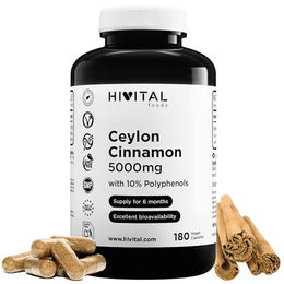 HIVITAL Ceylon Zimt Extrakt 5000 mg mit 10% Polyphenolen 180 vegane Kapseln ohne Zusatzstoffe – Bild 1 von 3