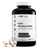 Produktbild von HIVITAL Eisen Bisglycinat mit Vitamin C, Folsäure und Vitamin B12, 14 mg, 240 vegane Kapseln