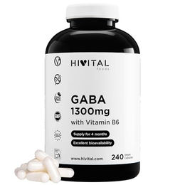 HIVITAL GABA 1300 mg mit Vitamin B6, 240 vegane Kapseln – Bild 1 von 3
