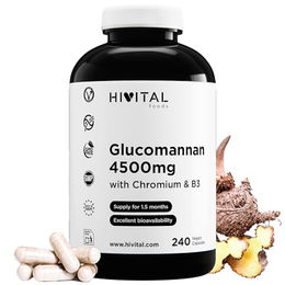Hivital Glucomannan 4500 mg vegane Kapseln 240 Stück glutenfrei laktosefrei zuckerfrei – Bild 1 von 2