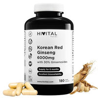 Produktbild von HIVITAL Koreanischer Roter Ginseng 6000 mg mit 30% Ginsenosiden, 180 vegane Kapseln, ohne Zusatzstoffe