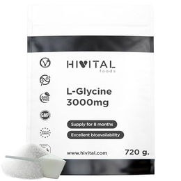 HIVITAL L-Glycin Aminosäure Pulver 720 g vegan glutenfrei laktosefrei zuckerfrei – Bild 1 von 3