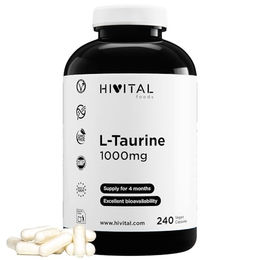 HIVITAL L-Taurin 1000 mg vegane Kapseln 240 Stück glutenfrei laktosefrei zuckerfrei – Bild 1 von 3