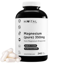 HIVITAL Magnesium Bisglycinat 350 mg 240 vegane Kapseln ohne Zusatzstoffe – Bild 1 von 2