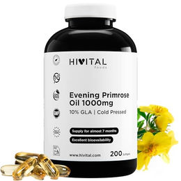 HIVITAL Nachtkerzenöl Kapseln mit 1000 mg Omega 6 GLA und Vitamin E, 200 Perlen – Bild 1 von 2