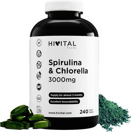 HIVITAL Spirulina und Chlorella Superfood-Mischung 3000 mg Tabletten vegan glutenfrei laktosefrei zuckerfrei 240 Stück – Bild 1 von 2