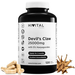 HIVITAL Teufelskralle Kapseln mit 25000 mg Harpagophytum Procumbens Extrakt und 5% Harpagosiden, 120 vegane Kapseln – Bild 1 von 2