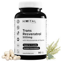 Produktbild von HIVITAL Trans-Resveratrol 500 mg mit Nicotinamid und Piperin, 90 vegane Kapseln, Extrakt aus Fallopia Japonica