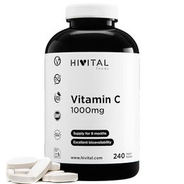 HIVITAL Vitamin C 1000 mg Tabletten mit Ascorbinsäure, 240 Stück, vegan, glutenfrei, laktosefrei und zuckerfrei – Bild 1 von 3
