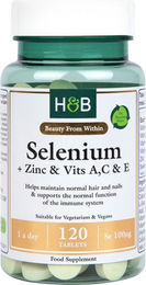 Holland & Barrett Selen 100 mcg mit Zink sowie Vitamin A, C und E Tabletten für Erwachsene 60 Stück – Bild 1 von 1