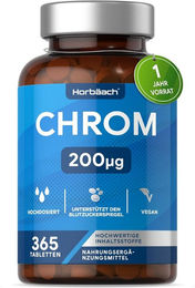 Horbaach Chrom Tabletten ohne Zusatzstoffe für Männer und Frauen 365 Stück – Bild 1 von 4
