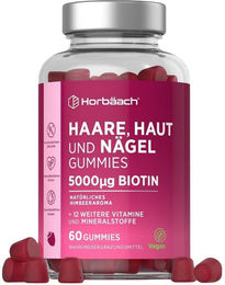 Horbaach Haut Haare Nägel Gummis mit Zink Biotin und Selen vegan ohne Zusatzstoffe 60 Stück – Bild 1 von 3
