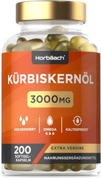 Horbaach Kürbiskernöl Kapseln ohne Zusatzstoffe 200 Stück – Bild 1 von 4