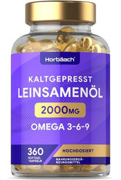 Horbaach Leinsamenöl Kapseln ohne Zusatzstoffe 360 Stück – Bild 1 von 4