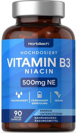 Horbaach Niacin Vitamin B3 Kapseln 90 mg vegan ohne Zusatzstoffe – Bild 1 von 4