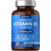 Produktbild von Horbaach Niacin Vitamin B3 Kapseln 90 mg vegan ohne Zusatzstoffe