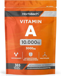 Horbaach Vitamin A hochdosiert ohne Zusatzstoffe Kapseln für Männer und Frauen 365 Stück – Bild 1 von 2