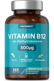 Horbaach Vitamin B12 Tabletten 365 mg vegan und vegetarisch ohne Zusatzstoffe – Bild 1 von 4