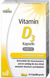 Hübner Vitamin D3 Kapseln 1000 IE glutenfrei und laktosefrei 30 Stück – Bild 1 von 1