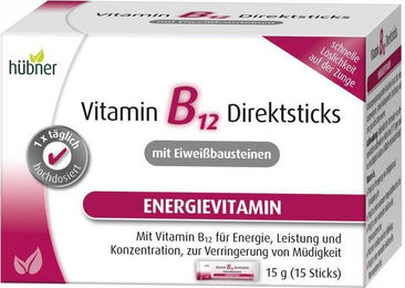 Hübner Vitamin B12 Direkt Sticks 15g vegan laktosefrei glutenfrei 15 Stück – Bild 1 von 2