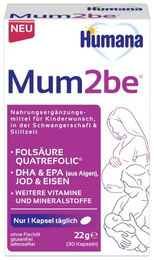 Humana Mum2be Schwangerschaft und Stillvitamine Kapseln mit DHA Folsäure Eisen Jod und Vitamin D gluten- und laktosefrei 30 Kapseln für Schwangere und Stillende – Bild 1 von 4