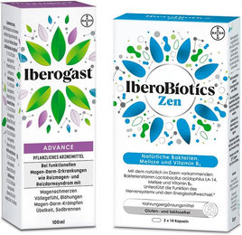 IberoBiotics Zen + Iberogast ADVANCE Bayer Kapseln vegan laktosefrei und glutenfrei – Bild 1 von 2