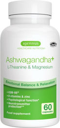 Igennus Ashwagandha KSM-66 Adaptogen-Komplex mit L-Theanin und Magnesium vegan Kapseln – Bild 1 von 1