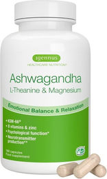 Igennus Ashwagandha KSM-66 mit L-Theanin und Magnesium Adaptogen-Komplex vegan 180 Kapseln – Bild 1 von 1