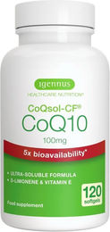 Igennus Coenzym Q10 100mg Ubiquinon mit Vitamin E und D-Limonen Kapseln 120 Stück ohne Zusatzstoffe – Bild 1 von 3