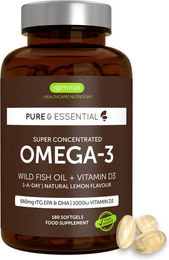 Igennus Omega-3 Fischöl mit Vitamin D3 1000 IE, EPA DHA Fettsäuren in Triglyceridform rTG, 180 Kapseln – Bild 1 von 4