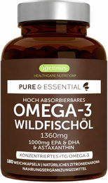 Igennus Ultra pures Omega 3 Fischöl Konzentrat mit Astaxanthin Kapseln ohne Gelatine 180 Stück – Bild 1 von 3