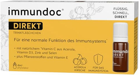 Immundoc DIREKT Vitamin-Kombination mit natürlichem Vitamin C aus Acerola und Hagebutte, Flüssig, 12 Stück à 9 ml, glutenfrei und laktosefrei – Bild 1 von 3