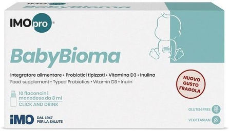IMOPRO BABYBIOMA Probiotikum für Säuglinge Erdbeergeschmack glutenfrei 10 Fläschchen à 8 ml – Bild 1 von 1