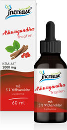 Increase Liposomale Ashwagandha Tropfen mit KSM-66 2000mg pro Tagesdosis 60ml vegan und laktosefrei – Bild 1 von 3