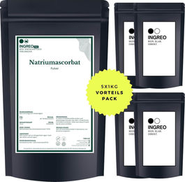 INGREO Essential Calciumascorbat gepuffert Pulver 5kg (5x1kg) – Bild 1 von 3