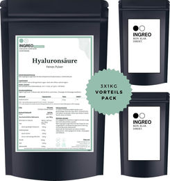 INGREO Essential Hyaluronsäure Natriumhyaluronat Mittelmolekular Vegan Pulver 3kg – Bild 1 von 4