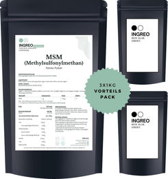 INGREO Essential MSM Methylsulfonylmethan Pulver ohne Zusatzstoffe 3kg (3x1kg) – Bild 1 von 6