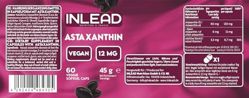 INLEAD Astaxanthin 45 mg Kapseln 60 Stück vegan glutenfrei laktosefrei – Bild 1 von 3