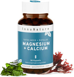 InnoNature Magnesium und Calcium Kapseln mit Algenkalk und Magnesiumoxid vegan laktosefrei zuckerfrei – Bild 1 von 3