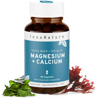 Produktbild von InnoNature Magnesium und Calcium Kapseln mit Algenkalk und Magnesiumoxid vegan laktosefrei zuckerfrei
