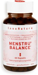 InnoNature Menstru Balance Kapseln mit Mönchspfeffer, Frauenmantel, L-Tryptophan, Löwenzahn und Vitamin B6, 60 Kapseln, vegan, laktosefrei und zuckerfrei – Bild 1 von 4