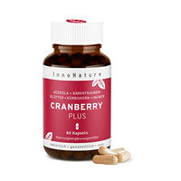 Produktbild von InnoNature Natürliche Cranberry Plus Kapseln mit Kräuter-Komplex aus Cranberry, Acerola und Bärentraubenblättern, vegan, 60 Kapseln