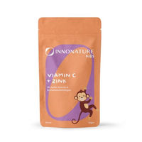 Produktbild von InnoNature Vitamin C + Zink Kids Pulver Bio, 50g, mit 60mg Vitamin C und 4mg Zink pro Portion, laktosefrei und zuckerfrei