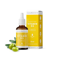 Produktbild von InnoNature Vitamin D3 Tropfen mit Flechten in Olivenöl, hochdosiert mit 1.000 I.E. pro Tropfen, vegan und ohne Zusatzstoffe, 30ml