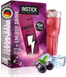 INSTICK Zuckerfreier Energydrink Acai - Kalorienarmes Getränkepulver mit Koffein und Vitaminen - Vegan - 12 Sticks – Bild 1 von 5