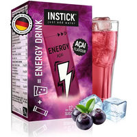 Produktbild von INSTICK Zuckerfreier Energydrink Acai - Kalorienarmes Getränkepulver mit Koffein und Vitaminen - Vegan - 12 Sticks