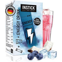 Produktbild von INSTICK Zuckerfreier Energydrink Coco-Blueberry - Kalorienarmes Getränkepulver mit Koffein und Vitaminen - Vegan - 12 Sticks