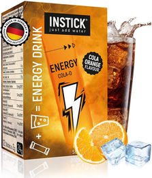 INSTICK Zuckerfreier Energydrink Cola-Orange - Kalorienarmes Getränkepulver mit Koffein und Vitaminen - Vegan - 12 Sticks – Bild 1 von 6